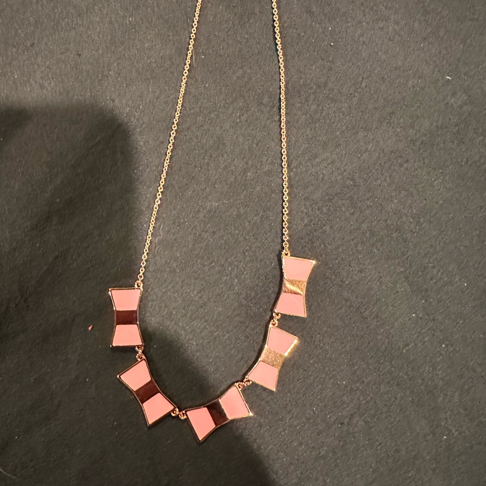 Kate Spade Gold Chain Pink Enamel Statement Necklace